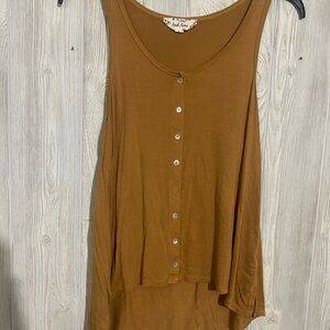 Brown Button-Down Sleeveless Top